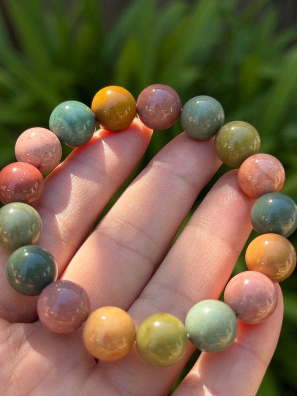 11.5mm stretchable rainbow Alashan‎ agate bracelet 1611